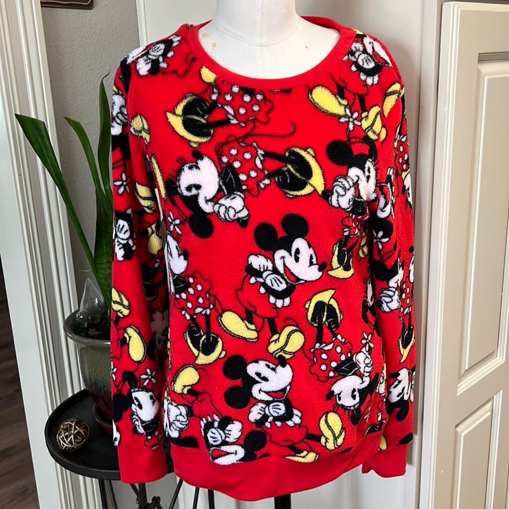 1395 Disney Red Sweatshirt Xs Mickey Minnie